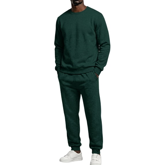 Men's 2 Piece Sweatsuit Set Crewneck Sweatshirt and Jogger Pants Relaxed Casual Fall Fleece Tracksuit Lounge Set
