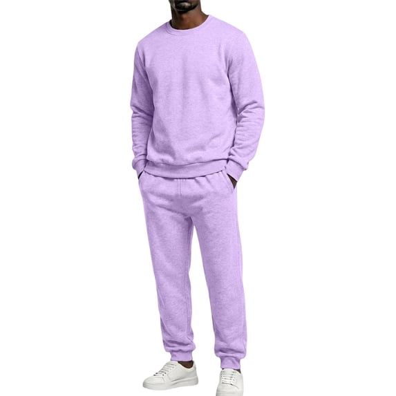 Men's 2 Piece Sweatsuit Set Crewneck Sweatshirt and Jogger Pants Relaxed Casual Fall Fleece Tracksuit Lounge Set