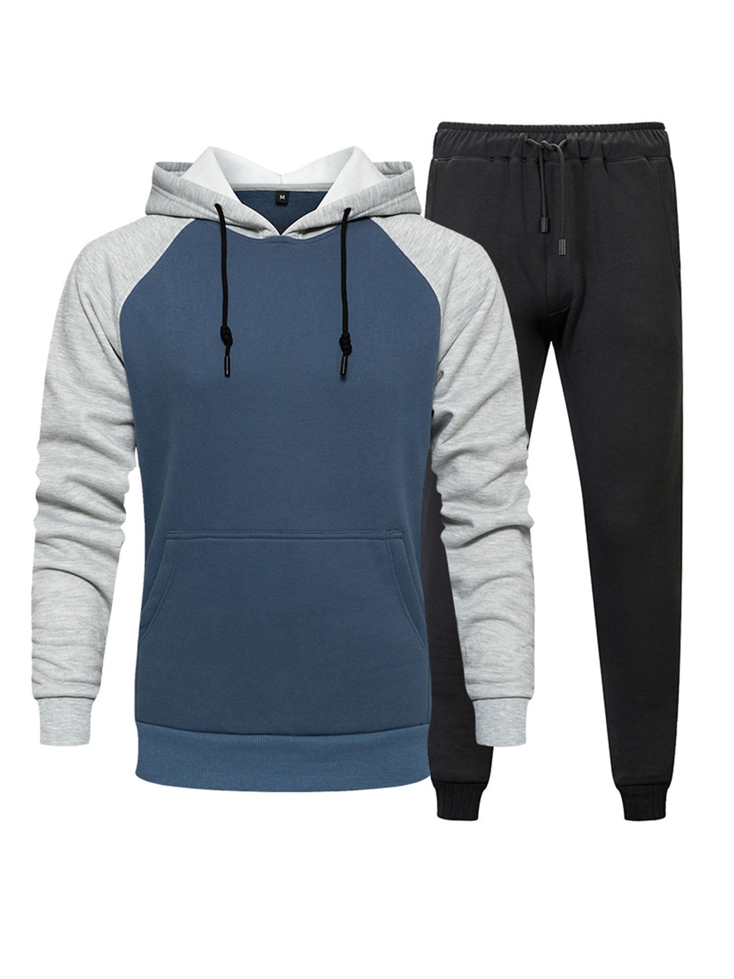 Men's 2 Piece Sweatsuits Set Contrast Color Hoodies Drawstring Pants ...