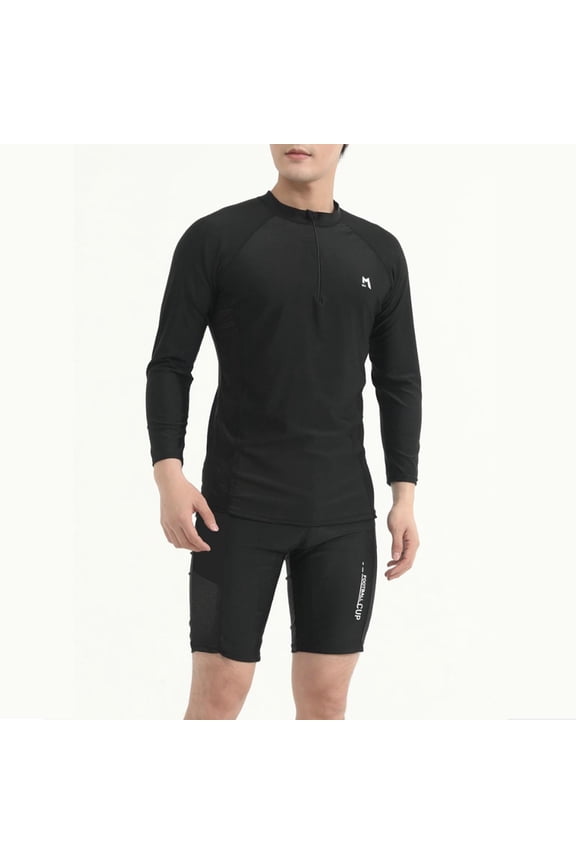 Men's 2 Piece Swimsuit Set Quick Dry Long Sleeve Rash Guard Top Cropped Pants UV Protection Drawstring Beachwear Swimsuit Trunks Outdoor Swimming Surfing Sun Protection Premium