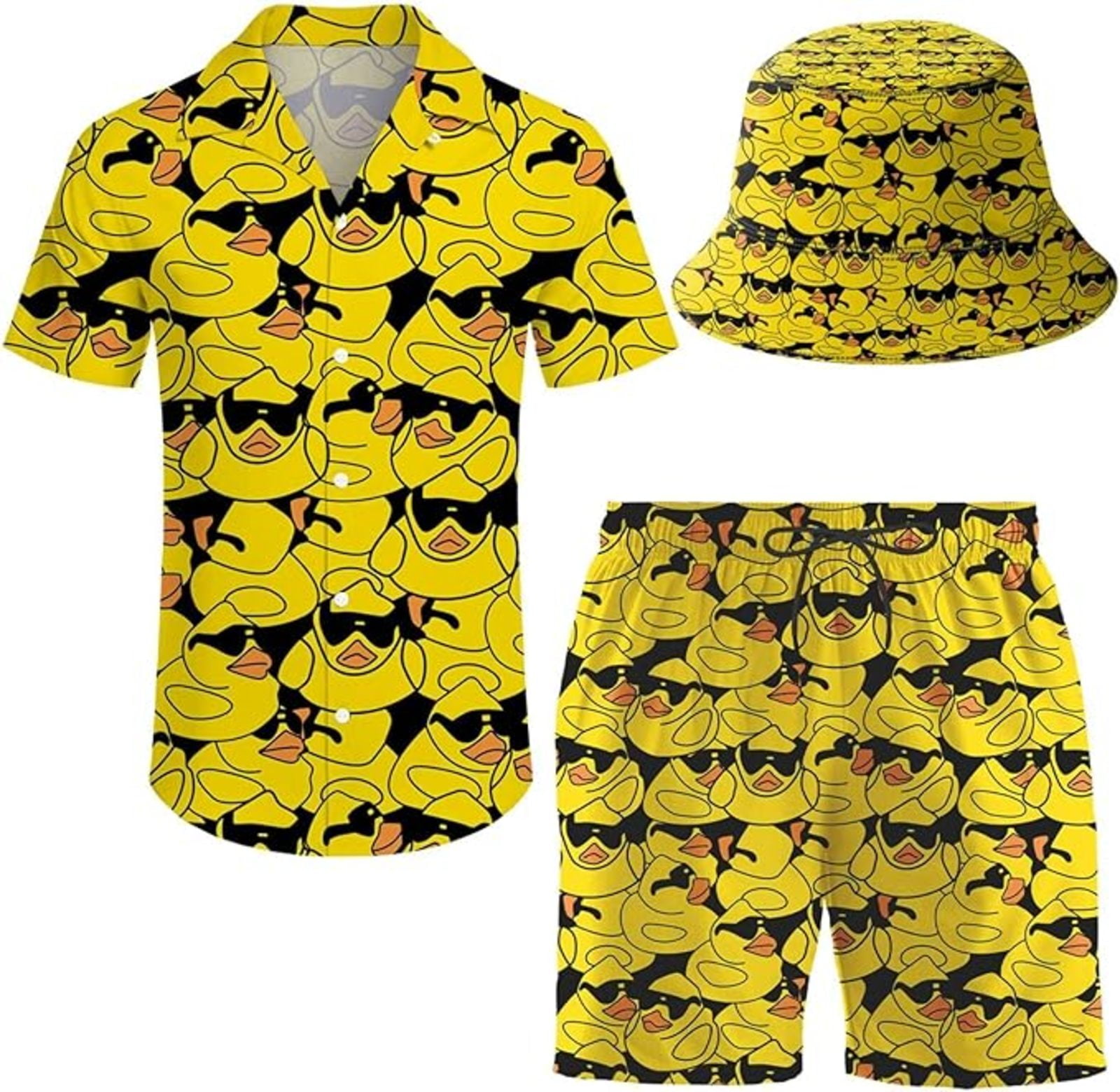 Men's 2 Piece Tracksuit Hawaiian Shirt Shorts Button Down Shirt And Shorts Sets With Bucket Hats