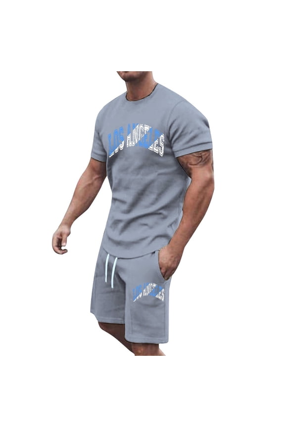 Men's 2 Piece Tracksuit Jogging Suit Comfortable Summer Outfit Oversized Sports Clothing Two Piece Men's Fitness Suit Short Sleeve T Shirt + Shorts Pyjamas Loungewear