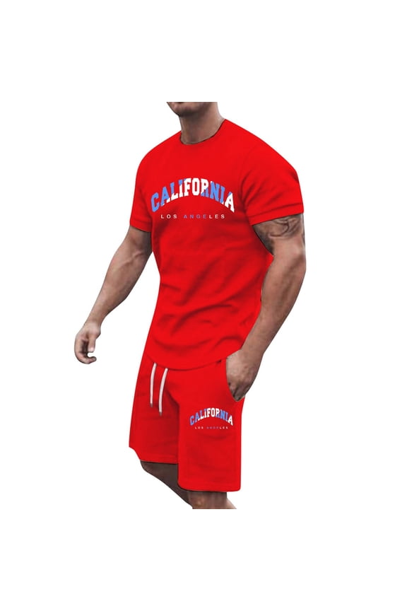 Men's 2 Piece Tracksuit Jogging Suit Comfortable Summer Outfit Oversized Sports Clothing Two Piece Men's Fitness Suit Short Sleeve T Shirt + Shorts Pyjamas Loungewear