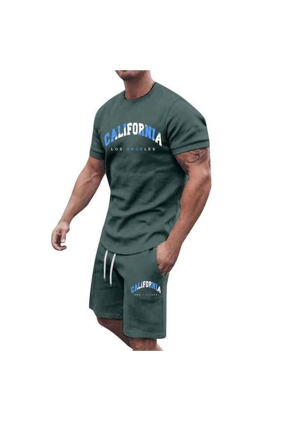 Men's 2 Piece Tracksuit Jogging Suit Comfortable Summer Outfit Oversized Sports Clothing Two Piece Men's Fitness Suit Short Sleeve T Shirt + Shorts Pyjamas Loungewear