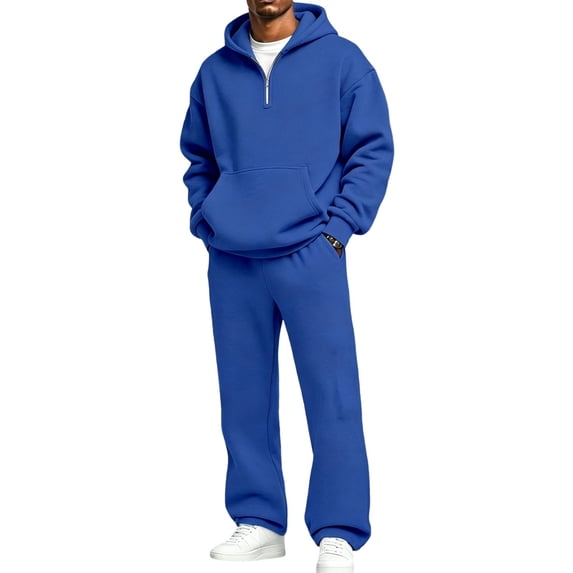 Men’s 2 Piece Tracksuit Plus Size Pullover Breathable Matching Sweat Outfit Baggy Hoodie and Jogger Pants Set Drawstring Waist Streetwear