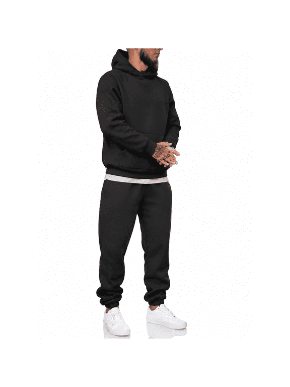 Men's 2 Piece Tracksuit Set,Baggy Casual Athletic Long Sleeve Pullover Hoodie Jogging Track Outfit,Soft Sweatsuit for Travel
