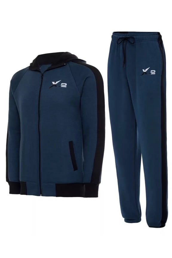 Men's 2 Piece Tracksuit Set - Full Zip Hoodie & Jogger Pants, Athletic Casual Sweatsuit for Gym, Running, Jogging & Streetwear Teal Blue M
