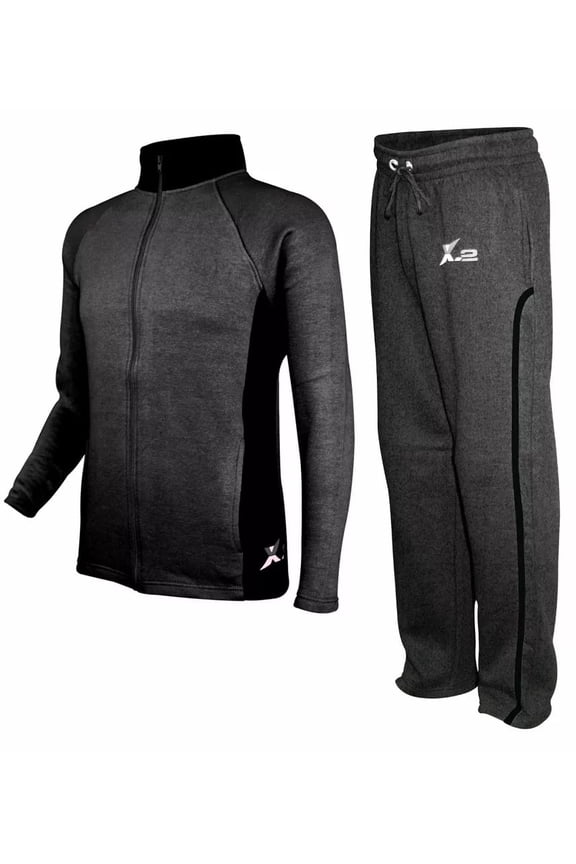 Men's 2 Piece Tracksuit Set - Full Zip Jacket & Jogger Pants, Athletic Casual Sweatsuit for Gym, Running, Jogging & Streetwear Black Collor Charcoal L