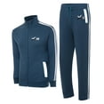 thumbnail image 1 of Men's 2 Piece Tracksuit Set - Full Zip Jacket & Jogger Pants, Athletic Casual Sweatsuit for Gym, Running, Jogging & Streetwear White Teal Blue XXL, 1 of 5