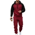 thumbnail image 1 of Men’s 2‑Piece Tracksuit Set, Lace‑Up Pullover Hoodie with Kangaroo Pocket, Cargo Jogger Pants with Side Pockets, Streetwear Sports and Outdoor Daily Activities Red XL, 1 of 4