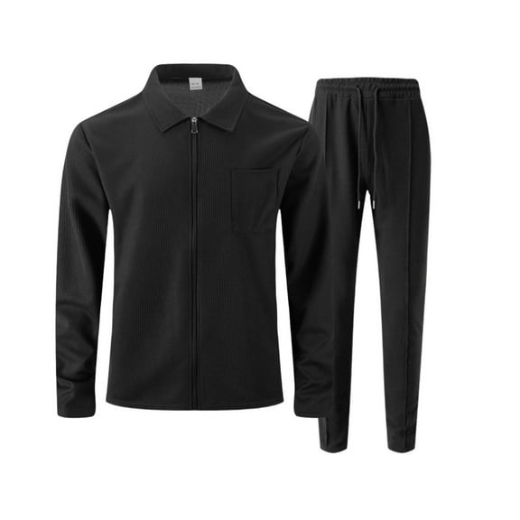 Men’s 2-Piece Tracksuit Set, Zipper Jacket with Long Sleeve and Drawstring Pants, Casual Athletic Sportswear Outfit