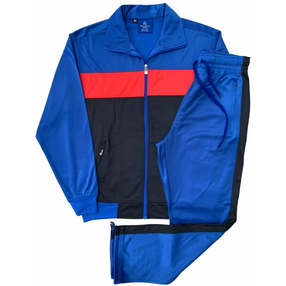 Men’s 2-Piece Tracksuit Traditional Coral Blocks Active Track Jacket and Track pants Outfit