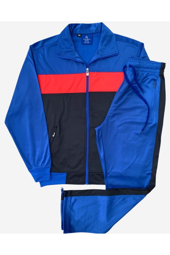 Men’s 2-Piece Tracksuit Traditional Coral Blocks Active Track Jacket and Track pants Outfit