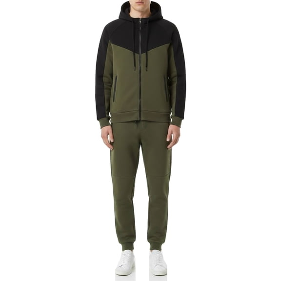 Men's 2 Piece Tracksuits Sets Fleece Lined Jogging Sweatsuits Full Zip Hoodie & Sweatpants Colorblock rack Suits