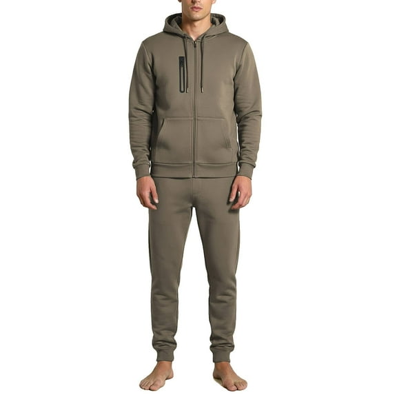 Men's 2 Piece Tracksuits Sets Fleece Lined Jogging Sweatsuits Full Zip Hoodie & Sweatpants Warm Up Track Suits