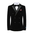 thumbnail image 1 of Men's 2-Piece Velvet Birdseye Lapel Double-Breasted Slim-Fit Tuxedo With Performance Stretch Pants, 1 of 4