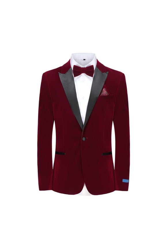 Men's 2-Piece Velvet Birdseye Lapel Slim-Fit Tuxedo With Performance Stretch Pants & Bow Tie