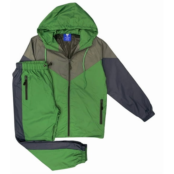 Men's 2-Piece Windbreaker Colorblock Tracksuit Meshed Lined Nylon Water Repellent Sauna GYM Outfit