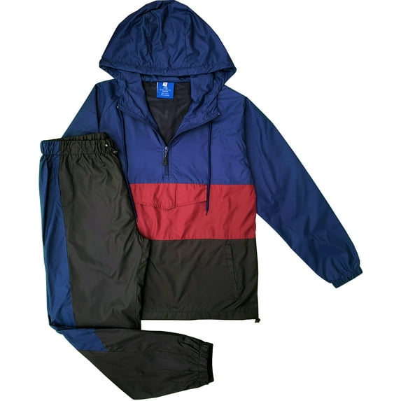 Men's 2-Piece Windbreaker Tracksuit Quarter Zip Track Jacket Mesh lined Suit Jogger Pants Outfit