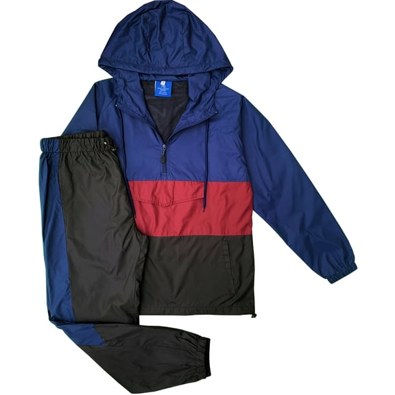 Men's 2-Piece Windbreaker Tracksuit Quarter Zip Track Jacket Mesh lined Suit Jogger Pants Outfit