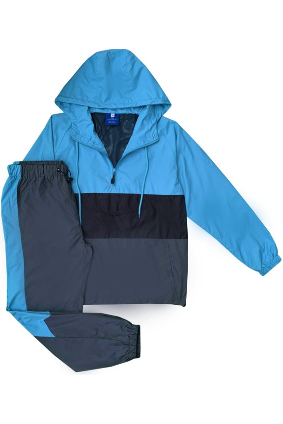 Men's 2-Piece Windbreaker Tracksuit Quarter Zip Track Jacket Mesh lined Suit Jogger Pants Outfit