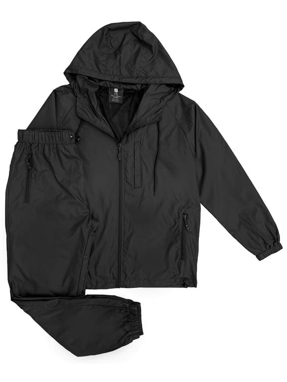Men’s 2-Piece light weight Windbreaker Suit Jogger Sauna GYM Set with Mesh Lining