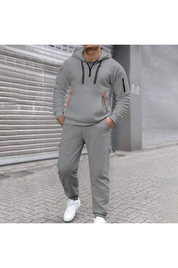 Men's 2 Pieces Outfits Athletic Sweatsuit Full Zip Jogging Long Sleeve Casual Sports Outfits Workout Sports Set Sportswear