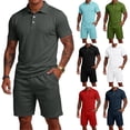 thumbnail image 1 of Men's 2 Pieces Outfits Casual Polo Shirt and Shorts Set Collar Athletic Jogging Summer Tracksuit, 1 of 7
