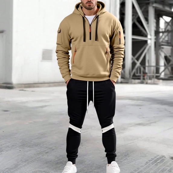 Men's 2 Pieces Outfits Full Zip Sports Jogging Suits Sets Athletic Running Sweatsuits with Zip Pockets Workout Sports Set Sportswear
