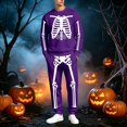 thumbnail image 1 of Men's 2 Pieces Tracksuit Set Novelty Skeleton Print Sweatshirts Matching Jogger Pants Outfits (Purple L), 1 of 4