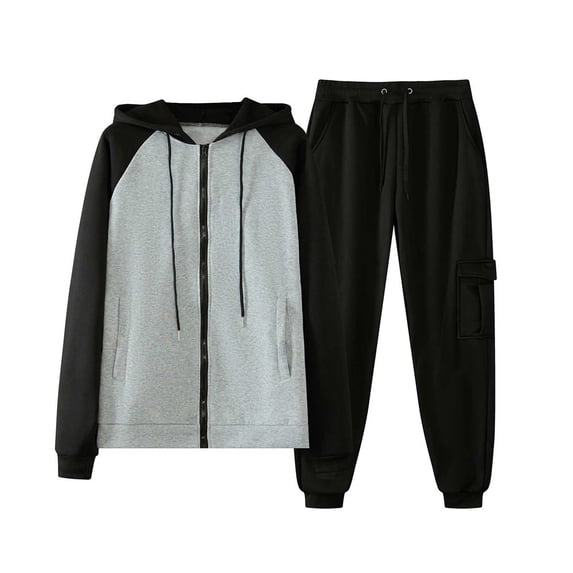 Men's 2 Pieces Tracksuits Running Full Zip Sports Suits Drawstring Waistband Sweatsuit Gym Training Sweatsuits