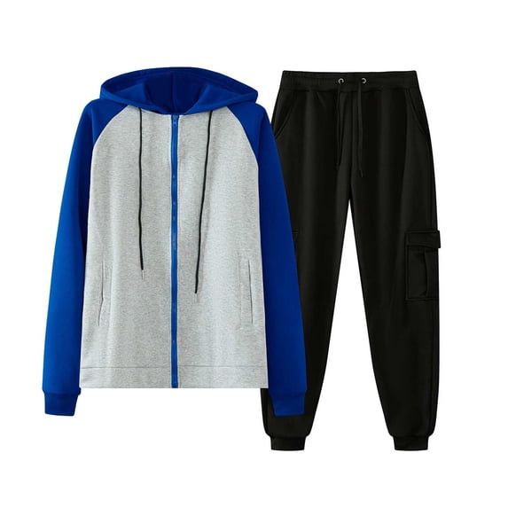 Men's 2 Pieces Tracksuits Running Full Zip Sports Suits Drawstring Waistband Sweatsuit Gym Training Sweatsuits