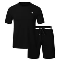 Men's 2 Pieces Workout Set Short Sleeve Summer Beach Shorts Casual Outfits Athletic Jogging Summer Tracksuit