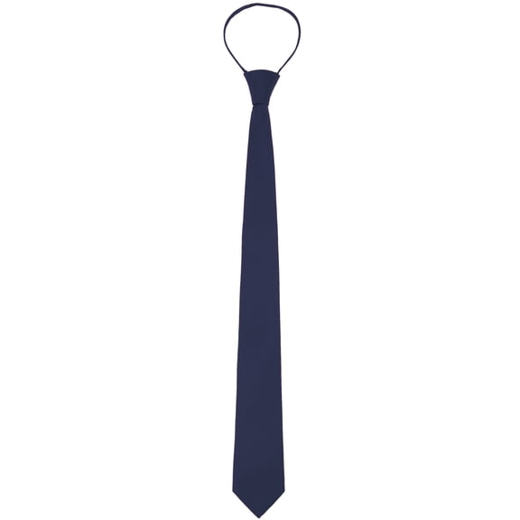 Men's 2" Skinny Slim Solid Color Adjustable Pre-Tied Satin Necktie Ties for Business Wedding One Size Dark Blue