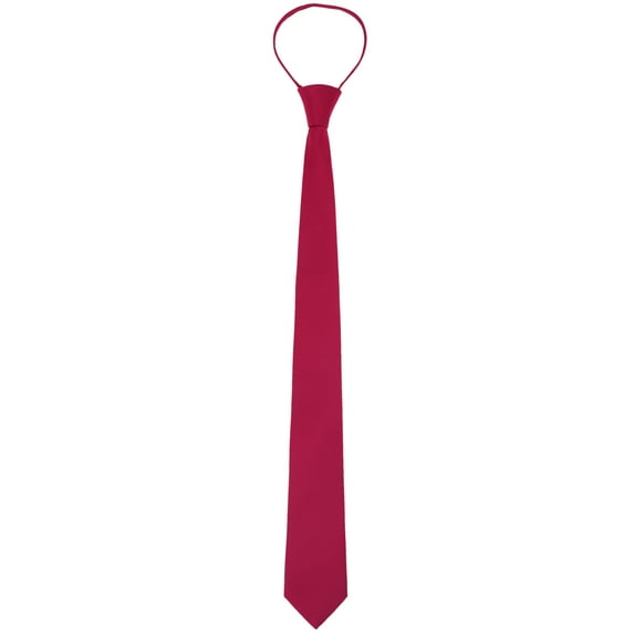 Men's 2" Skinny Slim Solid Color Adjustable Pre-Tied Satin Necktie Ties for Business Wedding One Size Wine Red