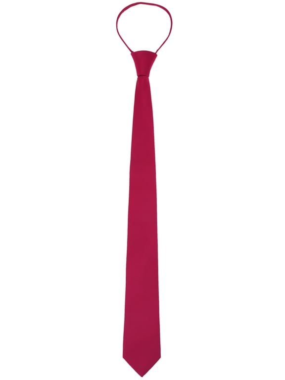 Men's Halloween 2" Skinny Slim Solid Color Adjustable Pre-Tied Satin Necktie Ties for Business Wedding One Size Wine Red
