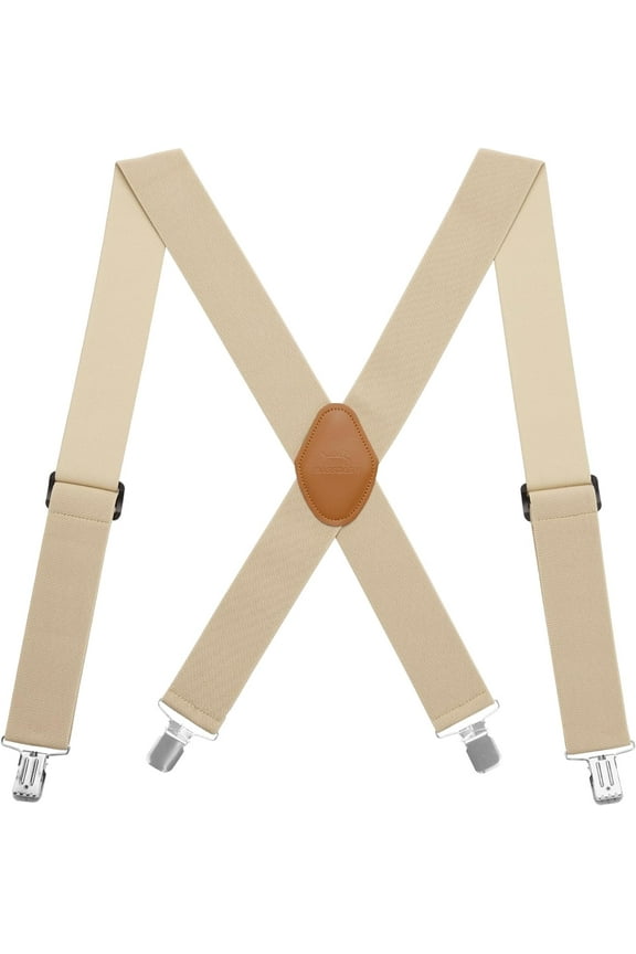 Men’s 2” Wide X-Back Adjustable Elastic Suspenders with Heavy Duty Metal Clips