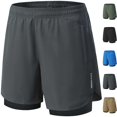 thumbnail image 1 of Hatoys Men's 2 in 1 Athletic Board Shorts with Compression Liner & Zipper Pockets, Quick Dry Running Workout Short Pants 5" Inseam, 1 of 7