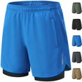 thumbnail image 1 of Hatoys Men's 2 in 1 Athletic Board Shorts with Compression Liner & Zipper Pockets, Quick Dry Running Workout Short Pants 5" Inseam, 1 of 7