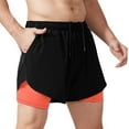 thumbnail image 1 of Men's 2-in-1 Athletic Shorts 4" Inseam Performance Running Short Pants with Back Zipper Phone Pockets & Compression Liner, Workout Shorts for Marathon & Training, 1 of 5