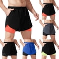 thumbnail image 1 of Men's 2-in-1 Athletic Shorts 4" Inseam Performance Running Short Pants with Back Zipper Phone Pockets & Compression Liner, Workout Shorts for Marathon & Training, 1 of 5