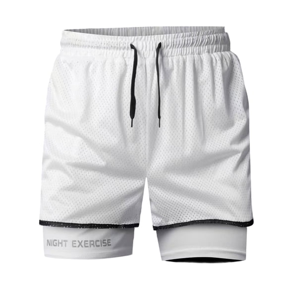 Men's 2-in-1 Breathable Mesh Workout Shorts Drawstring Elastic Waist Quick Dry Athletic Shorts with Liner for Gym & Running