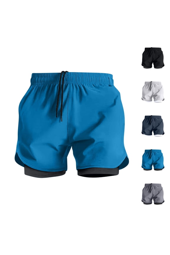 Men's 2-in-1 Running Fitness Shorts with Built-in Liner, Double-Layer Athletic Training Shorts, Elastic Waist Quick Dry Breathable for Gym Workout Jogging Gym Sports | AESTIVO,Black S