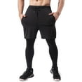 thumbnail image 1 of Men's 2 in 1 Running Pants, Gym Workout Compression Pants for Men Training Athletic Size 3XL Black, 1 of 4