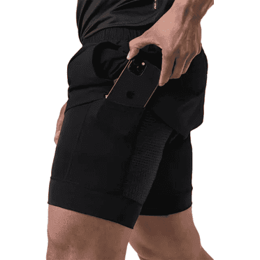 Puztloy Men's 2 in 1 Running Shorts Athletic Shorts Quick Dry Gym Training Workout Shorts with Pockets
