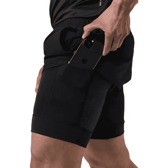 Puztloy Men's 2 in 1 Running Shorts Athletic Shorts Quick Dry Gym Training Workout Shorts with Pockets