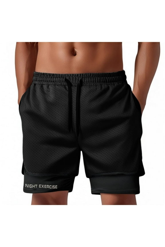 Men's 2 in 1 Running Shorts Fashion Mesh Breathable Gym Athletic Short Track and Field Sports Pockets Sweatpant