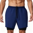 thumbnail image 1 of Men's 2 in 1 Running Shorts Quick Dry Gym Athletic Workout Shorts for Men with Phone Pockets Navy Blue XXL, 1 of 8