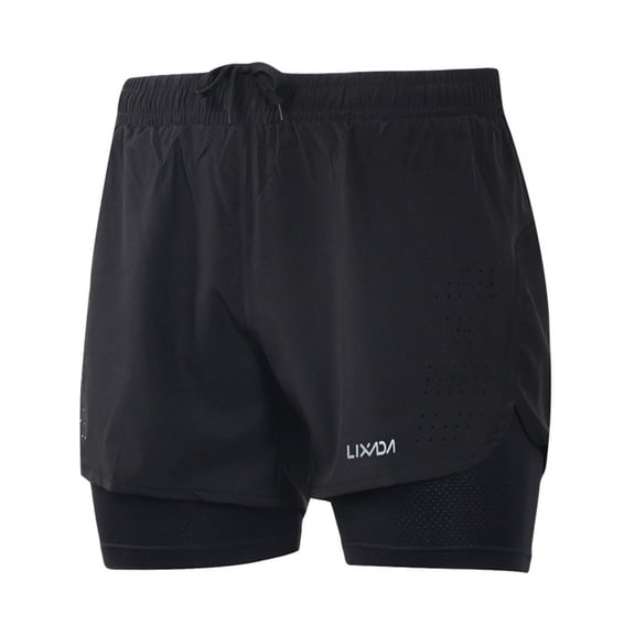 Men's 2-in-1 Running Shorts Quick Drying Breathable Active Training Exeise Jogging Cycling Shorts with Longer Liner