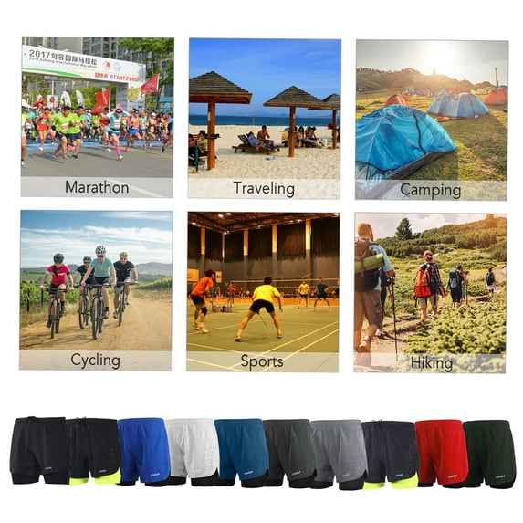 Quick Men's 2-in-1 Running Shorts Quick Drying Breathable Active Training Exercise Jogging Cycle Shorts With Longer Liner